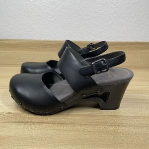 Dansko Clog Sandal Thea Women’s Mary Jane Heels Shoes Black Size 37 US 6.5-7